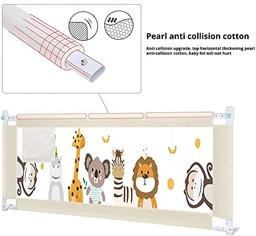 Fascol Barandillas de la Cama Infantil de Acero Carbono, Ajustable para Niños de 0 a 7 años, Barrera de Seguridad Anti-caída para Bebés Portátil y Estable, 200 X 93 cm, Blanco