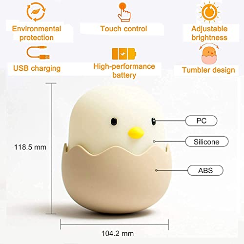 FemKey Luz Nocturna Infantil, LED Lámpara Nocturna de Niños con Función Control Tátil, Luz de Dormir de Cuarto de Bebé, USB Recargable.