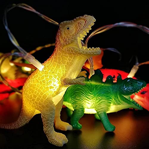 Fencelly 20 luces LED de dinosaurio, 3 m, luces de hadas de dinosaurio de Navidad, funciona con pilas, cadena de luces decorativas para niños y niñas, decoración de fiesta de habitación de bebé