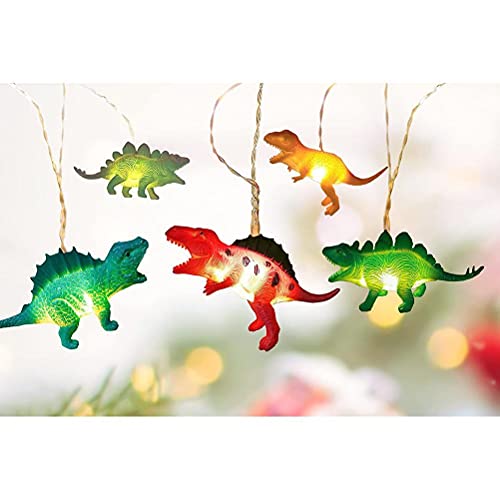 Fencelly 20 luces LED de dinosaurio, 3 m, luces de hadas de dinosaurio de Navidad, funciona con pilas, cadena de luces decorativas para niños y niñas, decoración de fiesta de habitación de bebé