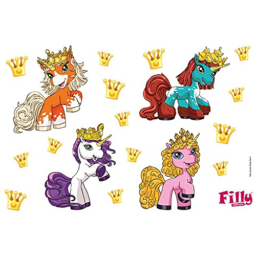 Filly Unicorn Pegatinas de caballos, adhesivo de pared, figuras de unicornio, juego de imágenes adhesivas para la pared para niñas, fiesta de cumpleaños (120 x 80 cm, juego de fiesta Filly Unicorn)