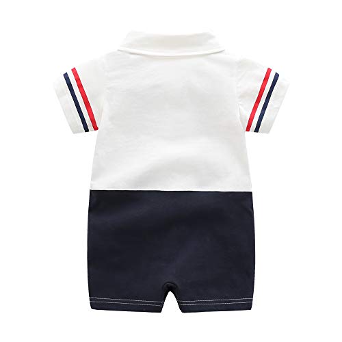 FILOWA Pelele Recien Nacido Monos Ropa de Una Pieza Bodies Outfits Pijama Bebé Niños Algodón Manga Corta Rojo y Blanco Enteros Mameluco con Pajarita Sleepsuit Trajes Formal Verano 0-3 Meses