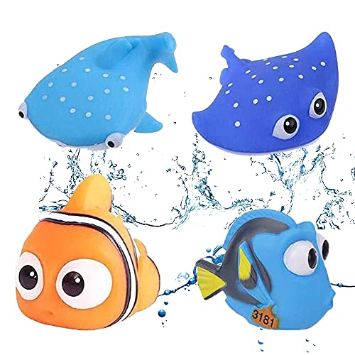 Finding Dory Nemo - Juguetes de baño para bebés y niños pequeños, 4 unidades