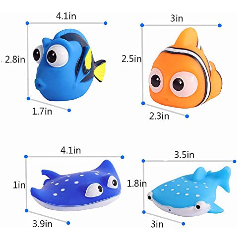 Finding Dory Nemo - Juguetes de baño para bebés y niños pequeños, 4 unidades