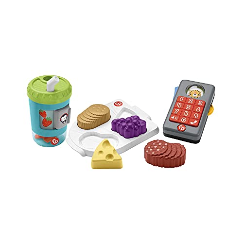 Fisher-Price Imaginación Kit de juego con vaso de smoothies, teléfono con luces y sonidos y puzzle de alimentos, juguete para bebés +1 año (Mattel HFJ95)