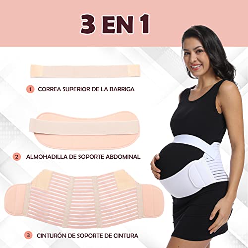 FITTOO Cinturón Embarazada Ajustable Banda de Maternidad Apoyo Faja de Premamá Transpirable para Espalda Pelvis Abdominals Mujeres (Beige, S)