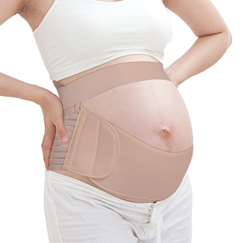 FITTOO Cinturón Embarazada Ajustable Banda de Maternidad Apoyo Faja de Premamá Transpirable para Espalda Pelvis Abdominals Mujeres (Beige, S)