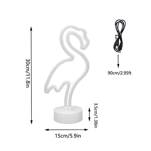 Flamingo - Lámpara de neón LED con letrero luminoso rosa con soporte, USB y funciona con pilas, lámpara de luz nocturna de flamenco para habitación de los niños, luz de neón para Navidad, bodas, bar