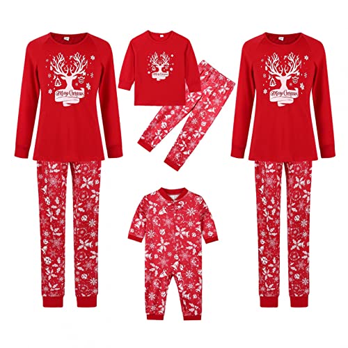 Fossen MuRope Pijamas Familiares Iguales de Reno, Pijamas de Navidad Familia Conjunto, Pijamas Mujer Hombre Niño Bebe Divertido Baratos Ropa de Dormir Invierno