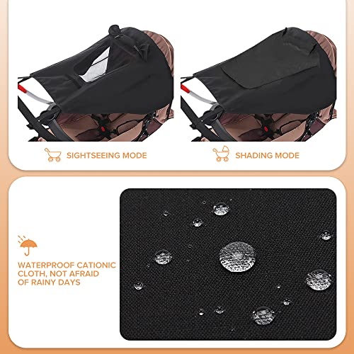 FREESOO Parasol para Silla de Paseo, Toldo para Cochecito de Bebé Funda de Cochecitos Universal Sombrilla Carrito Bebé Capota para Carrrito Ajustable con Protección UV 50+, Negro 59CM