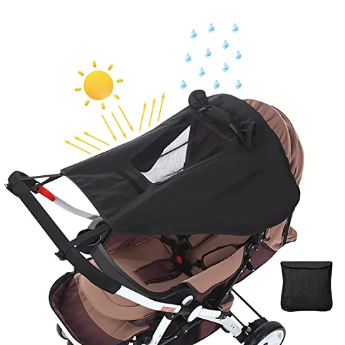 FREESOO Parasol para Silla de Paseo, Toldo para Cochecito de Bebé Funda de Cochecitos Universal Sombrilla Carrito Bebé Capota para Carrrito Ajustable con Protección UV 50+, Negro 59CM