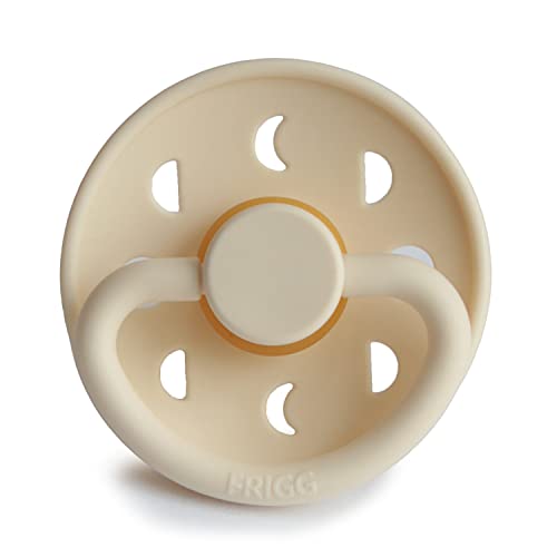 FRIGG Moon Phase - Chupete clásico de látex, 1 paquete de chupete simétrico en forma de cereza, sin BPA, fabricado en Dinamarca | Chupete de látex para chupete (Talla 1 (0-6 meses), color crema)