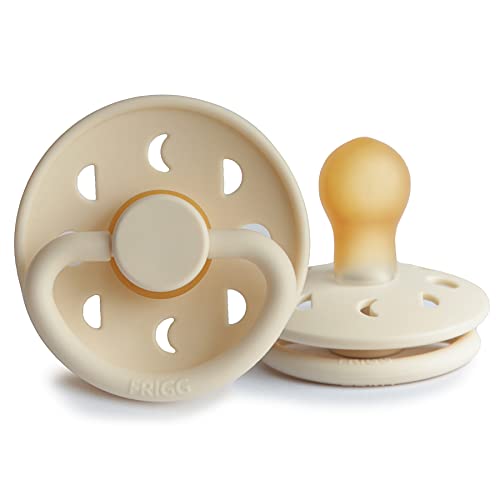 FRIGG Moon Phase - Chupete clásico de látex, 1 paquete de chupete simétrico en forma de cereza, sin BPA, fabricado en Dinamarca | Chupete de látex para chupete (Talla 1 (0-6 meses), color crema)