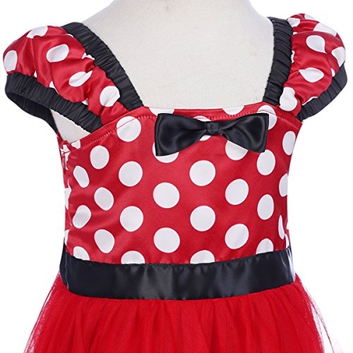 FYMNSI Vestidos de Princesa Lunares Niña Bebé Fiesta Tul Tutú Ballet Danza Falda con Diadema Infantil Disfraces Fantasía Carnaval Cosplay Navidad Cumpleaños Baile Noche Cóctel Rojo 2-3 Años