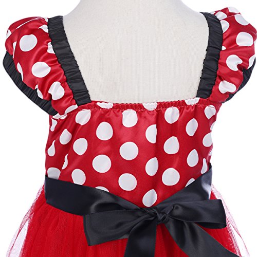 FYMNSI Vestidos de Princesa Lunares Niña Bebé Fiesta Tul Tutú Ballet Danza Falda con Diadema Infantil Disfraces Fantasía Carnaval Cosplay Navidad Cumpleaños Baile Noche Cóctel Rojo 2-3 Años