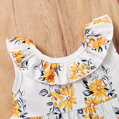 Gajaous Conjunto de ropa de verano 0 – 3J para bebé niña, con volantes, sin mangas, pantalones cortos y cinta para la cabeza, para verano blanco 3-6 Meses