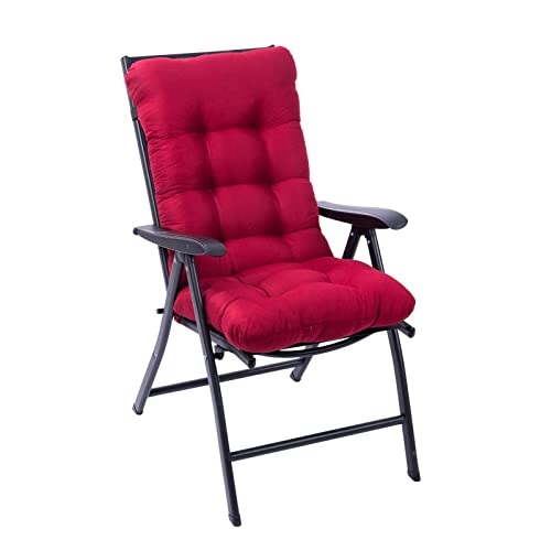 Gidenfly Cojín de asiento mecedora, cojines de respaldo de asiento de asiento, almohadillas elásticas altas para jardín, patio, bancos de hotel, negro/rojo vino