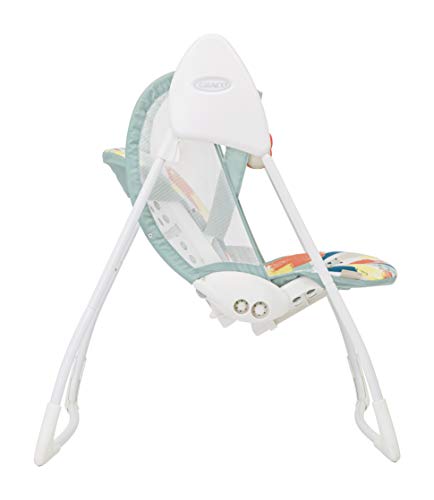 Gramosaco Deleite Columpio 1H95Pbxeu - Bebé silla portátil con batería de 2 velocidades con pliegue compacto, color blanco/azul claro, unisex