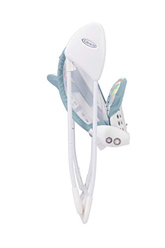 Gramosaco Deleite Columpio 1H95Pbxeu - Bebé silla portátil con batería de 2 velocidades con pliegue compacto, color blanco/azul claro, unisex