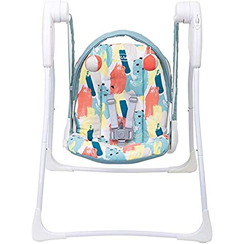 Gramosaco Deleite Columpio 1H95Pbxeu - Bebé silla portátil con batería de 2 velocidades con pliegue compacto, color blanco/azul claro, unisex