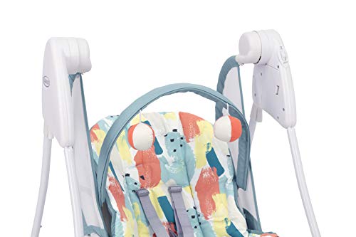 Gramosaco Deleite Columpio 1H95Pbxeu - Bebé silla portátil con batería de 2 velocidades con pliegue compacto, color blanco/azul claro, unisex