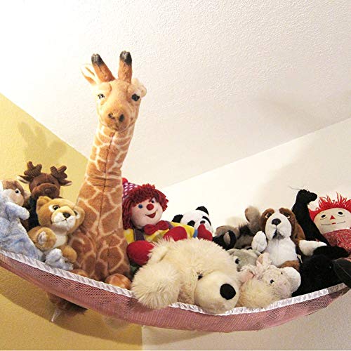 Hamaca de Juguete, NALCY Hamaca de Malla para Juguetes Organiza Animales de Peluche o Juguetes para niños, para Dormitorio, Sala de Juegos, baño 180 * 120 * 120 CM (Rosado)