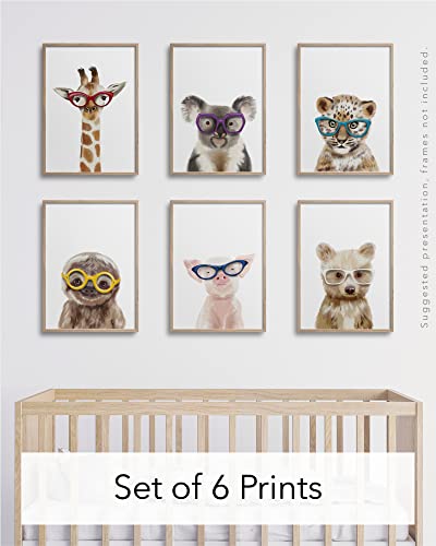 Hambient Laminas Infantiles para Cuadros Habitacion Bebe Decoracion Niño Niña (21 x 30 cm - Sin Marco, Animales Salvajes Gafas)