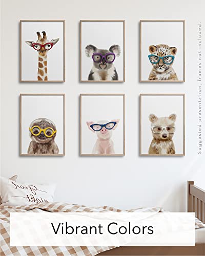 Hambient Laminas Infantiles para Cuadros Habitacion Bebe Decoracion Niño Niña (21 x 30 cm - Sin Marco, Animales Salvajes Gafas)