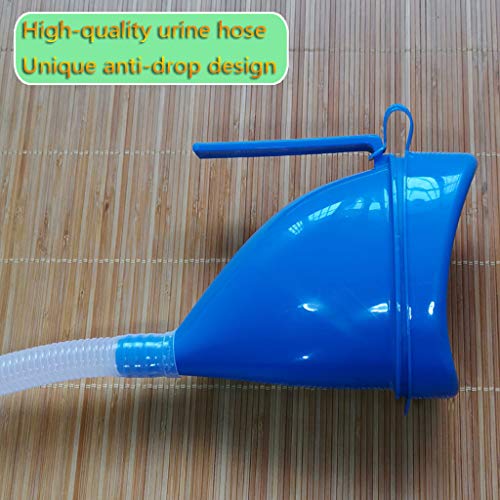 HAOXIANG Urinario Unisex, 2000 CC 2 En 1 Urinarios Femeninos Embudo De Urinario Suave Junto A La Cama Orinal A Prueba De Derrames con Tapa Y Tubo Largo De 63 Pulgadas para Cama De Viaje En Coche,Azul