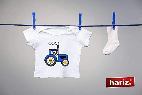 Hariz - Camiseta para bebé, diseño de tractor azul con texto en alemán