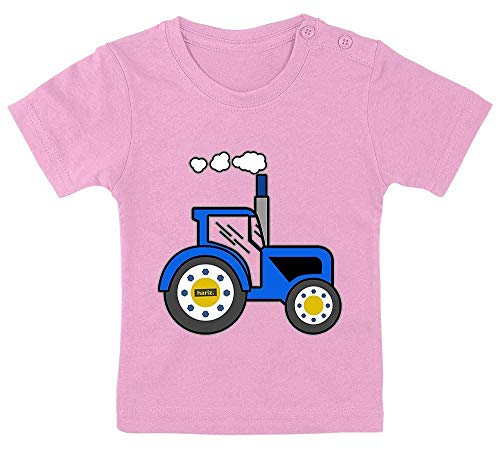 Hariz - Camiseta para bebé, diseño de tractor azul con texto en alemán