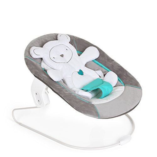 Hauck Newborn Set (2 Piezas): Trona Alpha desde 6 meses hasta 90 kg, evolutiva, altura regulable, en blanco + Hamaca (Cojin reductor: Osito) en gris