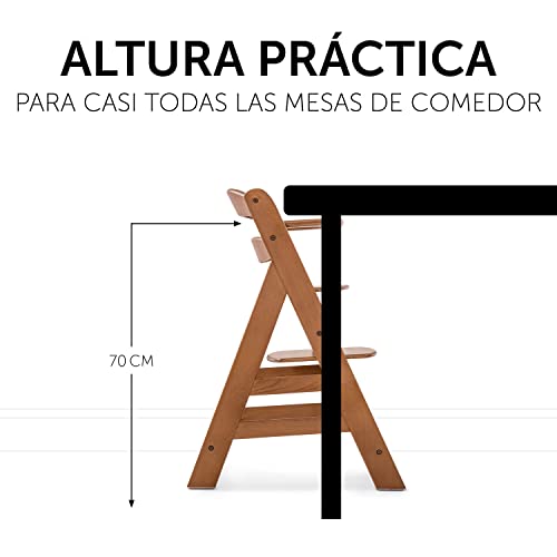 Hauck Trona Alta de Madera Alpha +, Regulable, Apto para Recien Nacidos Combinando con el Newborn Set Alpha Bouncer (disponible por separado), Marrón Nuez