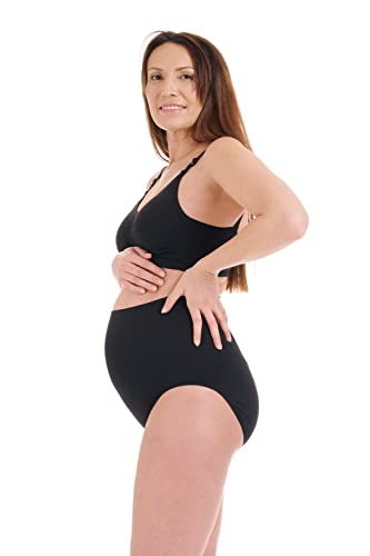 Herzmutter Bragas de Maternidad - Pack de 2 - Slip de Embarazo - Braguita de Premamá sin Costuras - para el Embarazo-después del Parto - 5820 (XL-XXL, 2X Negro)