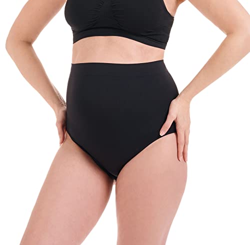 Herzmutter Bragas de Maternidad - Pack de 2 - Slip de Embarazo - Braguita de Premamá sin Costuras - para el Embarazo-después del Parto - 5820 (XL-XXL, 2X Negro)