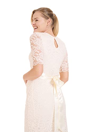 Herzmutter Encaje-Vestido de Maternidad - Elegante-Vestido premamá - Ocasiones Festivas-Boda-celebración - con Encaje - Crema-Champán-Azul-Rojo-Negro - 6200 (XL, Blanco Crema)