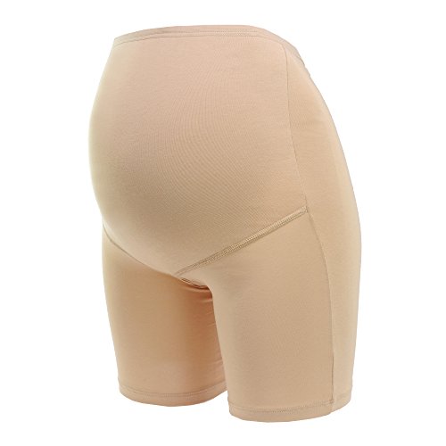 Herzmutter Premamá Leggins Pantalones Cortos Shorts - Leggins - Bragas de Maternidad con Pierna - Pantalones Cortos de Ropa Interior de la Cintura - Juego de 1 y 2 - 5000 (M, Beige)