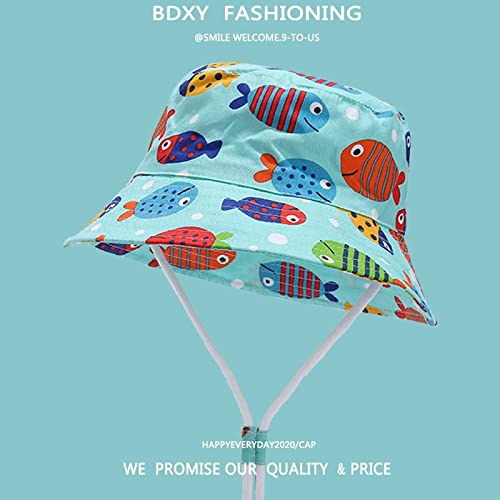 Hifot Bebé Niño Sombrero de Sol Verano Algodón Niño Ajustable Pescador Gorra Protección de Sol Anti UV para Exteriores/Natación/Playa/Piscina UPF 50+