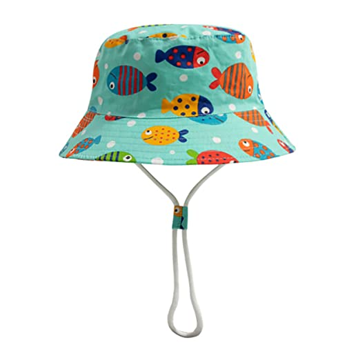 Hifot Bebé Niño Sombrero de Sol Verano Algodón Niño Ajustable Pescador Gorra Protección de Sol Anti UV para Exteriores/Natación/Playa/Piscina UPF 50+