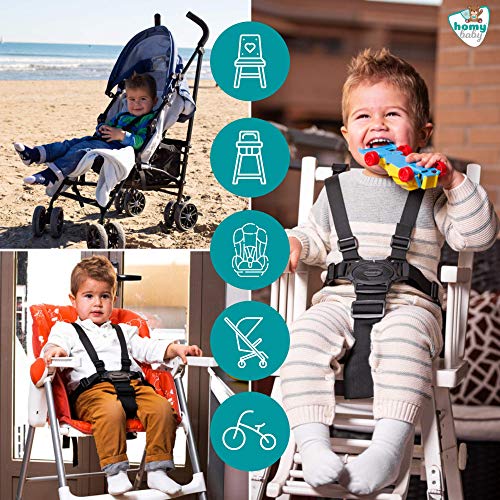 HOMYBABY® Arnes bebe 5 puntos | Anclaje cinturon seguridad niños | Arnes para bebes | Tronas, silla coche y carro bebe | Arnes seguridad silla niño | Enganches bicicleta niño | Correa niños universal