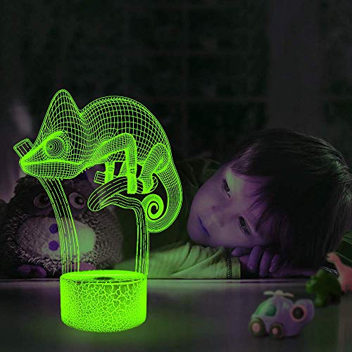 HPBN8 Ltd Ilusión Optica 3D Camaleón Luz Nocturna ilusión Optica Lámpara 7/16 Colores Cambiantes Control Remoto USB Power Juguetes Decoración Navidad Cumpleaños Regalo