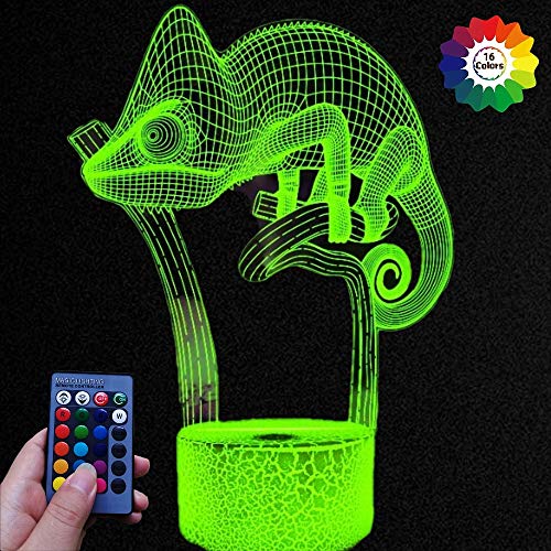 HPBN8 Ltd Ilusión Optica 3D Camaleón Luz Nocturna ilusión Optica Lámpara 7/16 Colores Cambiantes Control Remoto USB Power Juguetes Decoración Navidad Cumpleaños Regalo