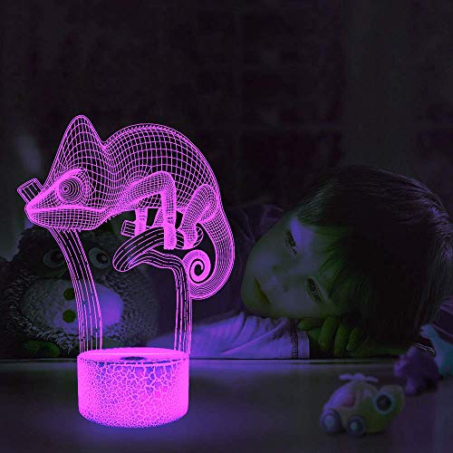 HPBN8 Ltd Ilusión Optica 3D Camaleón Luz Nocturna ilusión Optica Lámpara 7/16 Colores Cambiantes Control Remoto USB Power Juguetes Decoración Navidad Cumpleaños Regalo