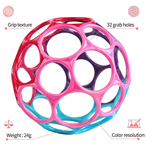 Huan Bola de Agarre para Bebé Bola de Agarre para Bebés Oball Bola de Colores Juguetes Sensoriales Pelota de Dentición para Mejorar la Experiencia Visual y Auditiva(Color Aleatorio)