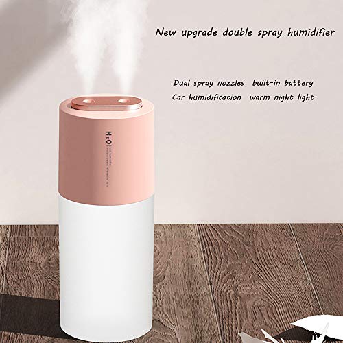 Humidificadores S/L Humidificadores Dual Spray Humidificador, gran cantidad de niebla, silencioso escritorio coche humidificador de aire e hidratante para el hogar (Rosa)