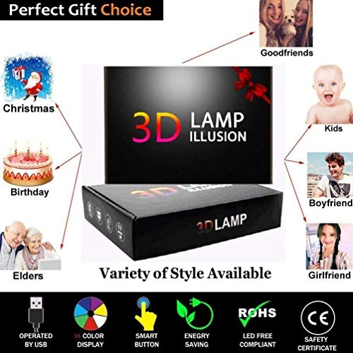 Ilusión Optica Lámpara 3D Camaleón Luz de Noche 16 Colores que Cambian Control Remoto USB Poder Touch Switch Decor Lámpara LED Mesa Lámpara Niños Juguetes Cumpleaños Navidad Regalo