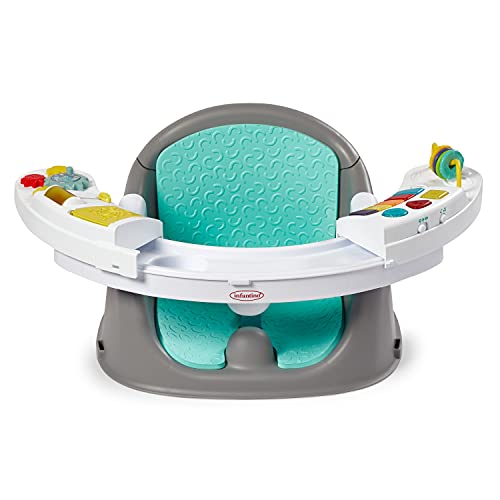 Infantino Music & Lights 3-in-1 Discovery Seat & Booster - Silla alta de crecimiento, asiento elevador y silla para comer - Con juguetes y bandeja para la merienda - Para bebés y niños pequeños