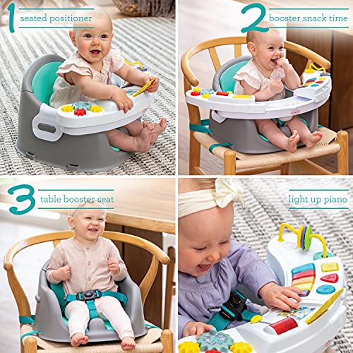 Infantino Music & Lights 3-in-1 Discovery Seat & Booster - Silla alta de crecimiento, asiento elevador y silla para comer - Con juguetes y bandeja para la merienda - Para bebés y niños pequeños