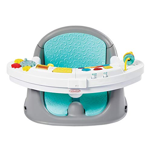 Infantino Music & Lights 3-in-1 Discovery Seat & Booster - Silla alta de crecimiento, asiento elevador y silla para comer - Con juguetes y bandeja para la merienda - Para bebés y niños pequeños