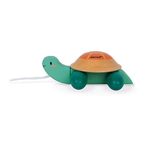 Janod - Tortuga de Arrastre de Madera - Juguete de Arrastre - Juguete Primera Infancia - Motricidad e Imaginación - Colaboración con WWF - Certificado FSC - Desde 1 Año, J08608